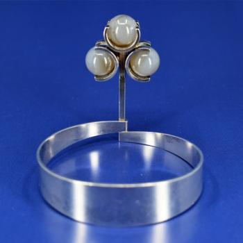 Silber Armband - Silber, Mondstein - 1960